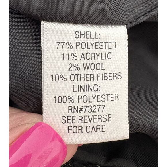 APT 9 Black Silver Metallic Thread Fringed Zip Front Blazer Jacket Womens XL (K) - Picture 4 of 5